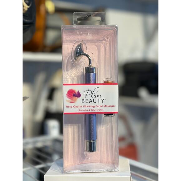 Plum Beauty Rose Quartz Vibrating Facial Massager Electric Vibrating Face Roller - Picture 3 of 3